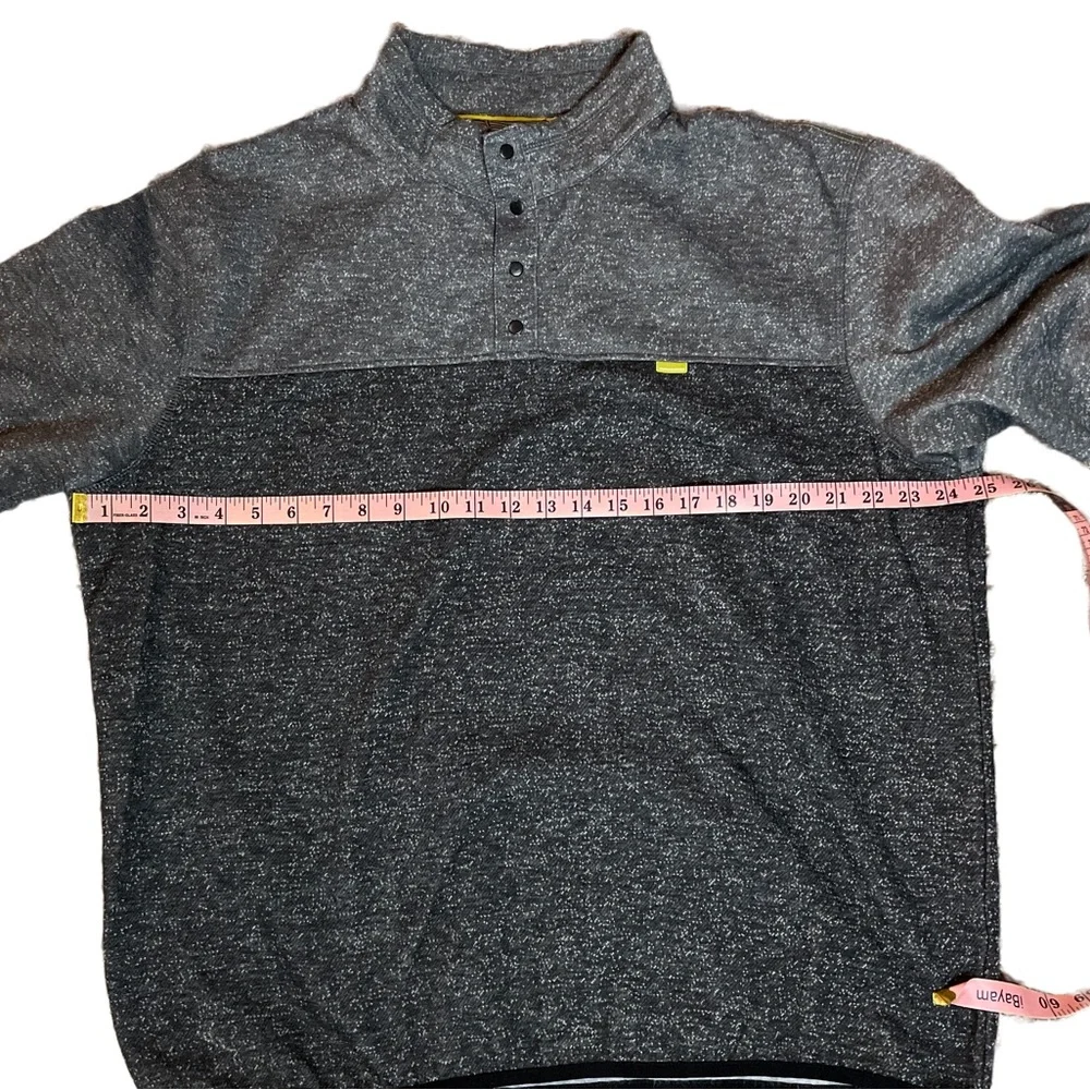 Hawke & Co Gray & Black Fleece Lined Snap Neck Pullover Sweater